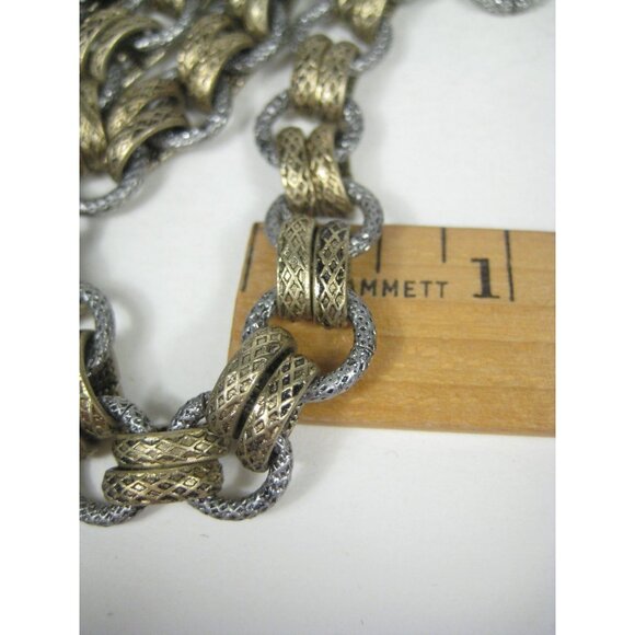 Kiam Family Goldtone Silvertone Chain Necklace 35 inch Unisex Heavy - Picture 4 of 9